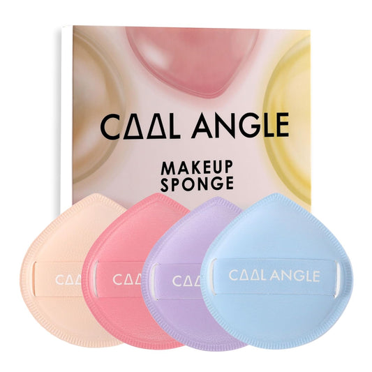 4Pcs Makeup Sponge Puff Latex-free Soft Beauty Sponge Perfect for Liquid Foundation Concealer Cream Powder, High-density and Flexible Blender Sponge, 4 Color Pack Blue Purple Pink Beige