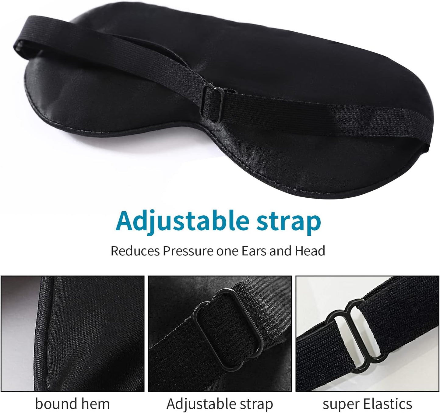 2-Pack 100% Real Natural Silk Eye Mask, Silk Sleeping Mask, Shade Puffy Eye Gift with Adjustable Straps, Sleep Eye Mask, SHJINJU Eye Mask Shade (Black and Purple)