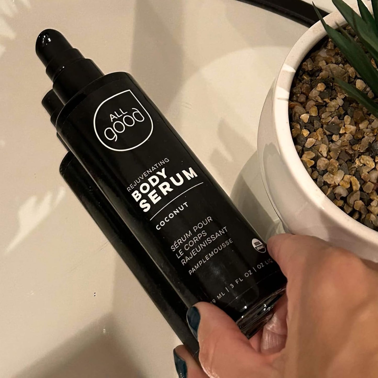 All Good Rejuvenating Body Serum for Men & Women - Calendula, Moringa, Sea Buckthorn & Essential Oils - Lightweight, Moisturizer & Replenishing Serum - Made in USA - 3oz (Coconut)