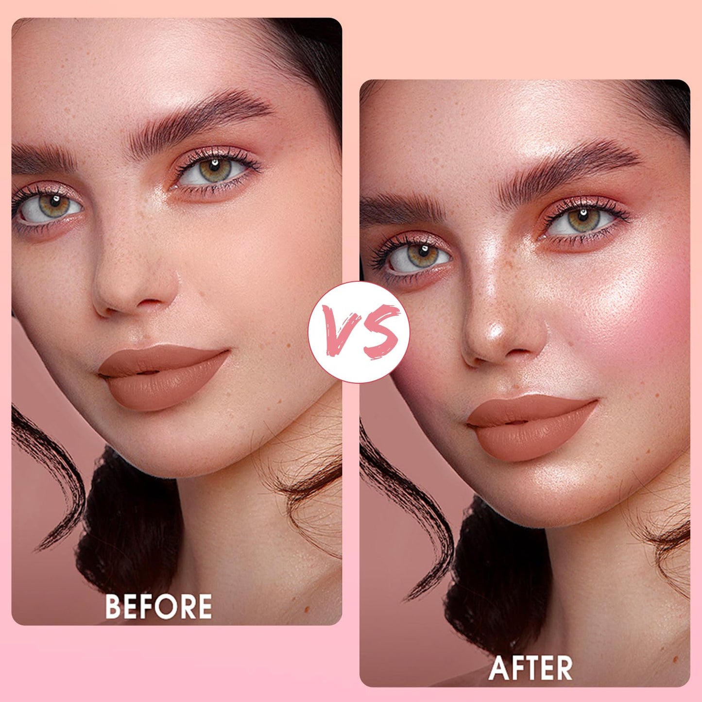 Embossed Smooth Powder Blush Palette for Cheeks,Matte Face Powder Blush Palette,Embossed Girl Blush for Cheeks,Natural Nude Long Lasting Powder Blush Palette for All Skins(Pink+Orange)