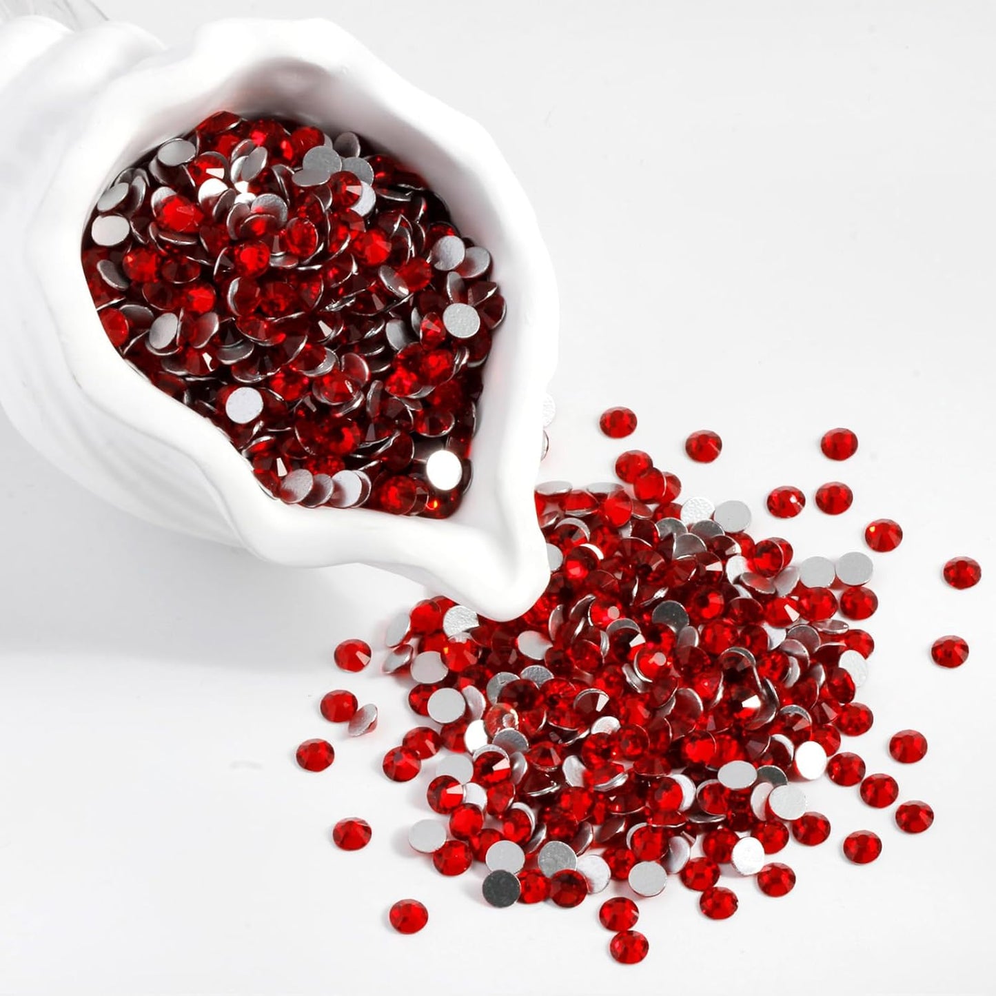 3000PCS SS10 Flatback Rhinestones | 12-Facet Diamond-Cut Glass Gems for Nail Art, Clothing, DIY Crafts |Glue-On Decoration Stones with Silver Backing(Siam)