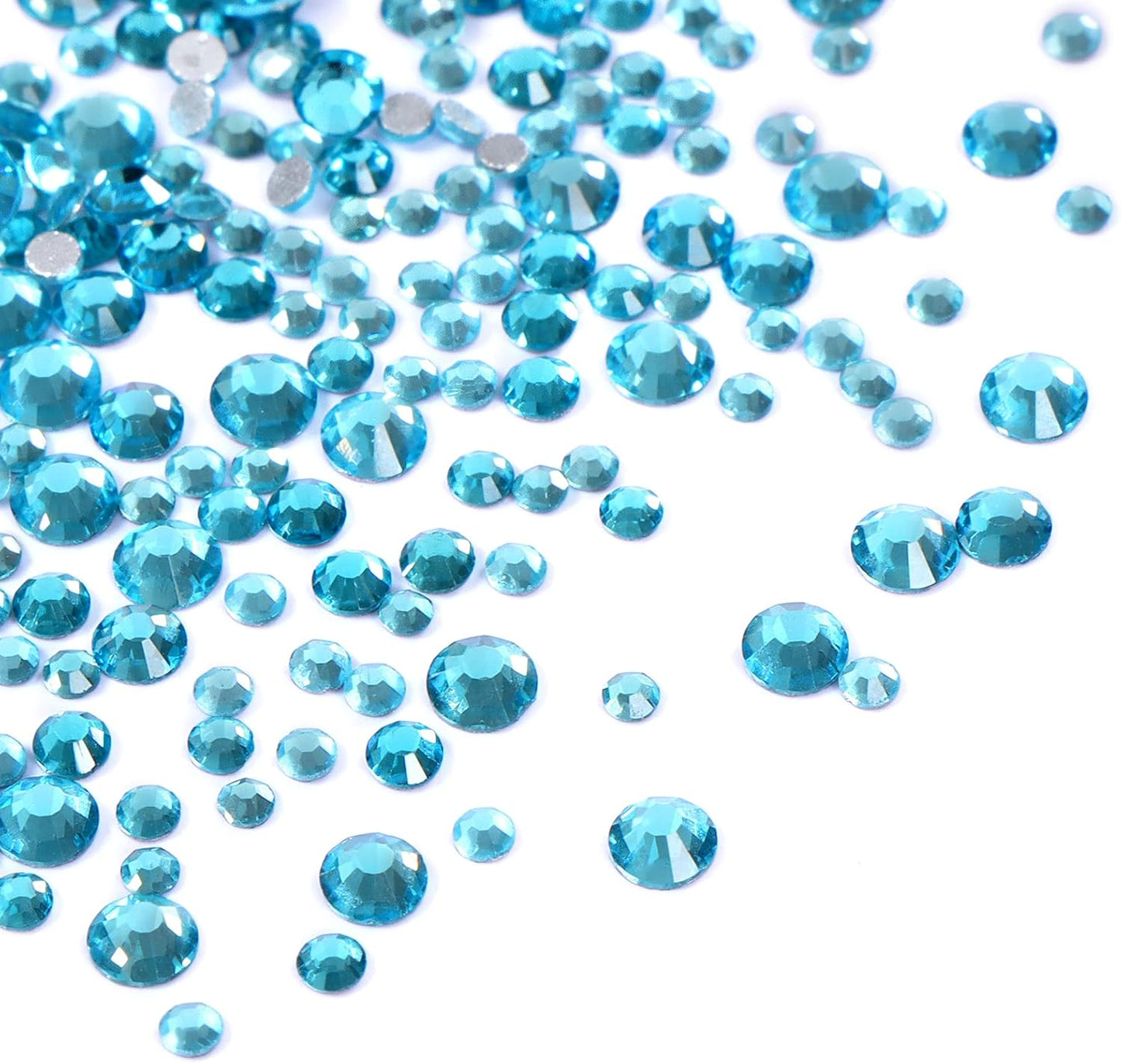 3456pcs Flatback Rhinestones Glass Charms Diamantes Gems Stones for Nail Art 6 Size ss4~ss12 Aquamarine