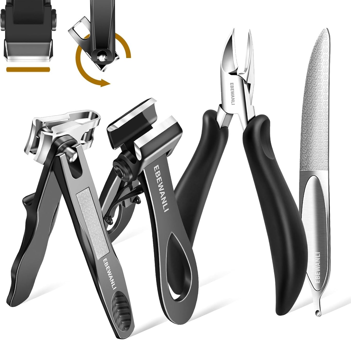 Heavy Duty Toenail Clippers for Thick Toenails or Ingrown Nails, Wide Jaw Opening Straight Nail Clipper and Large Curved Side Toe Nail Clippers Cutter, Thick Toenail Clippers for Seniors Men