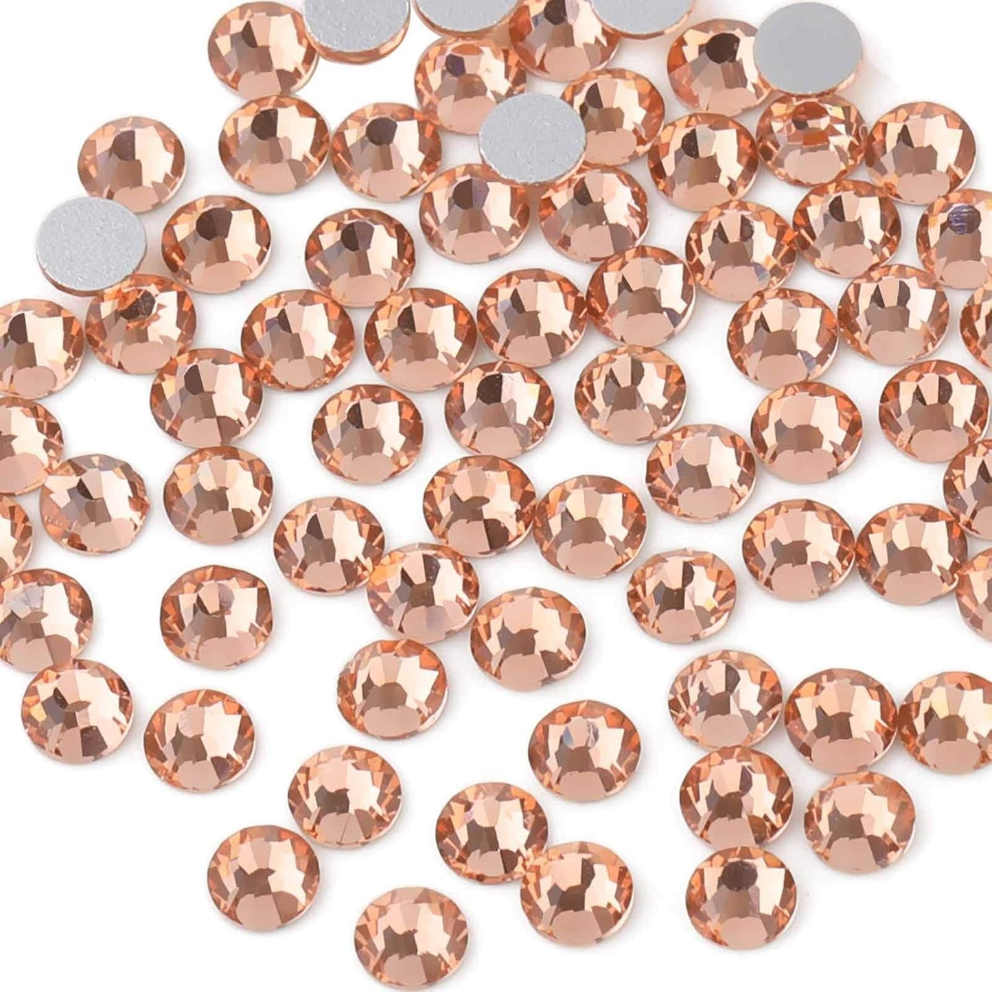 Beadsland 288pcs Flat Back Crystal Rhinestones Round Gems for Nail Art and Craft Glue Fix,Champagne,SS34,7.1-7.3mm