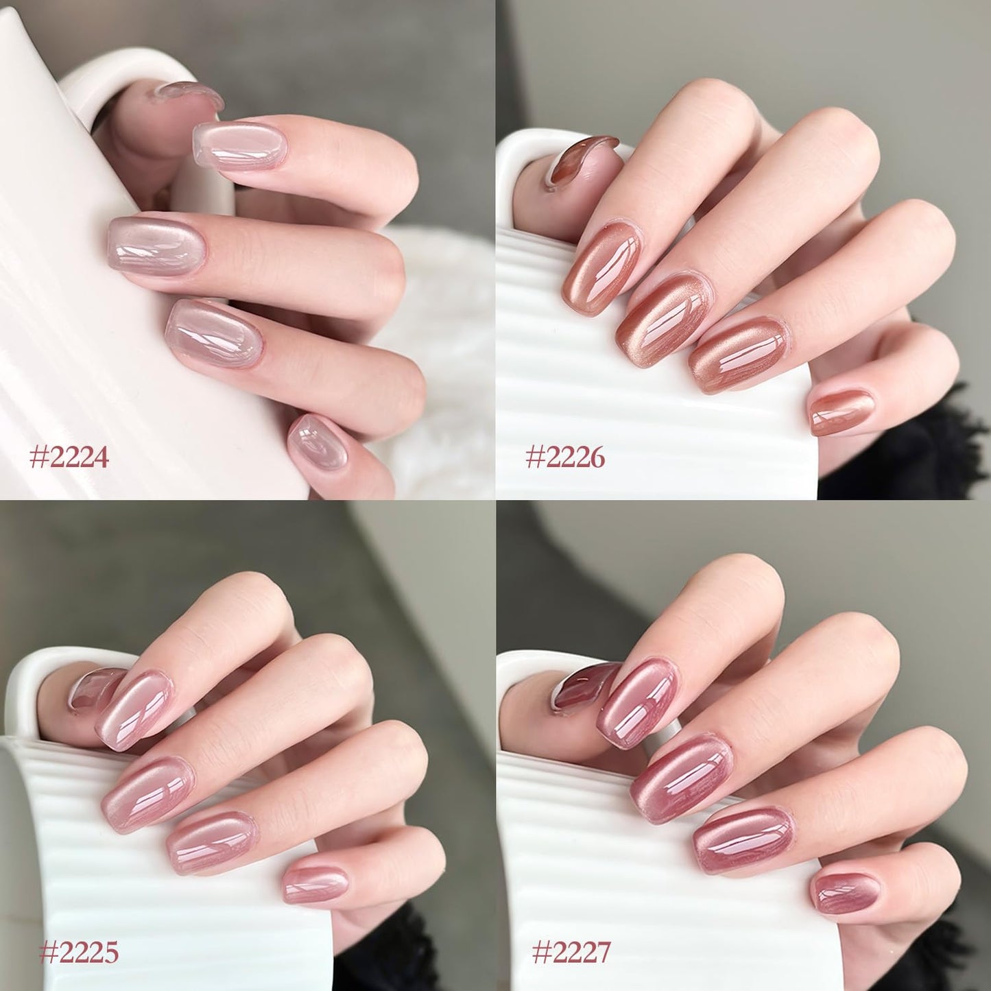 GAOY Jelly Pink Silver Cat Eye Gel Nail Polish Set with Magnet for Holographic Glitter Cat Eye, Salon Gel Manicure and Nail Art DIY at Home