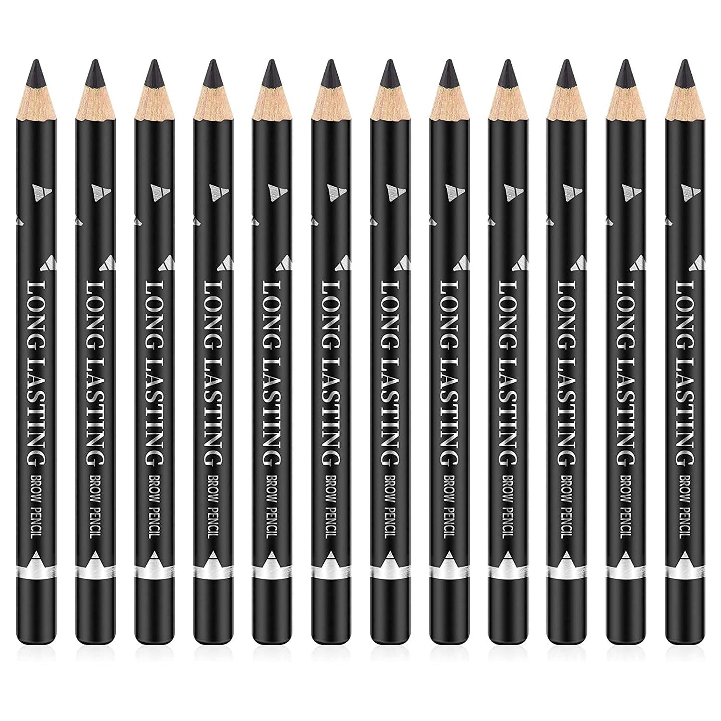 Go Ho 12 PCS Black Eyebrow Eyeliner Pencils,Sweatproof Eyebrow Pencil,Long-lasting Nice Color Eye Brow Gel Pen Makeup Brow Tint Sticks（Black）