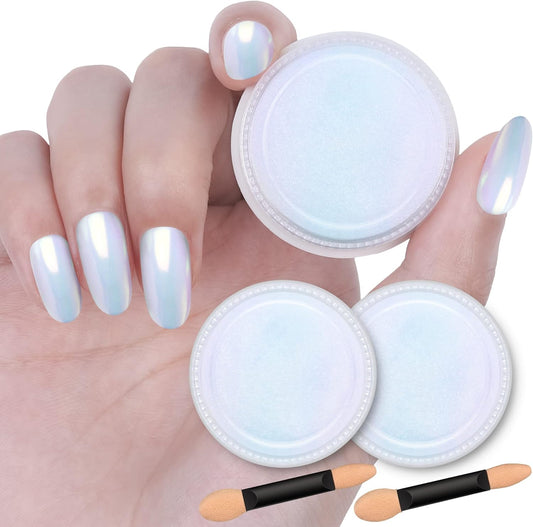 Artdone 2Pcs Chrome Nail Powder,Unicorn Mermaid Aurora Nail Powder,Iridescent Chameleon Effect Nail Color Metallic Mirror Chrome Powder Kit for Nail Art Glitter Gel Polish kit