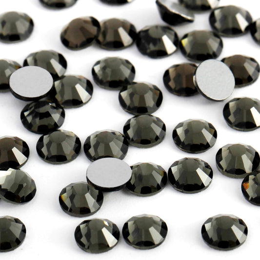 2000PCS SS16 Flatback Rhinestones | 12-Facet Diamond-Cut Glass Gems for Nail Art, Clothing, DIY Crafts |Glue-On Decoration Stones with Silver Backing(Black Diamond)