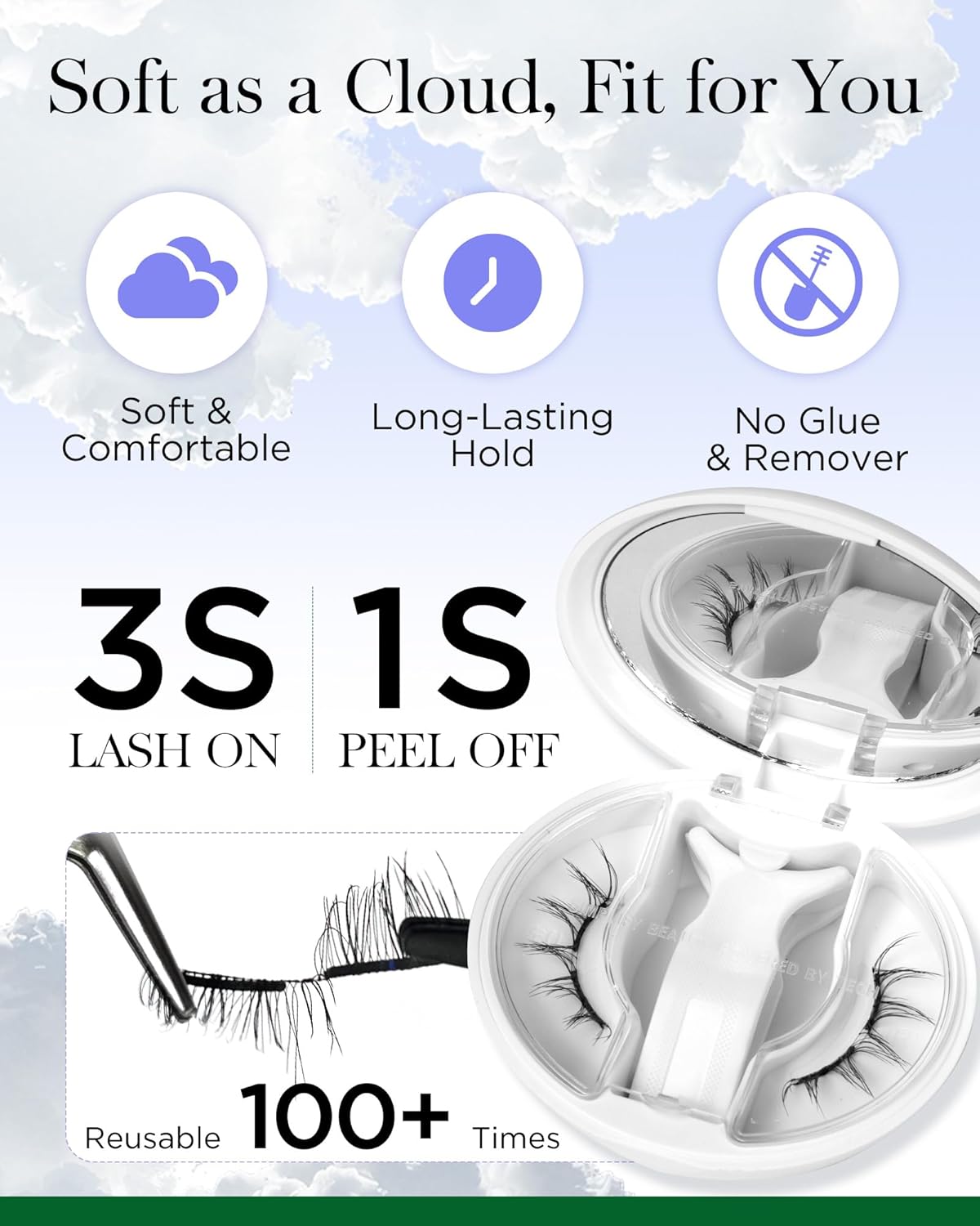 BEYELIAN Magnetic Eyelashes with Applicator Kit, Portable Soft Magnetic Lashes Reusable, No Glue Needed Soft Magnetic Manga Lashes for Eye All-In-One Box (Lightweight & Comfortable)