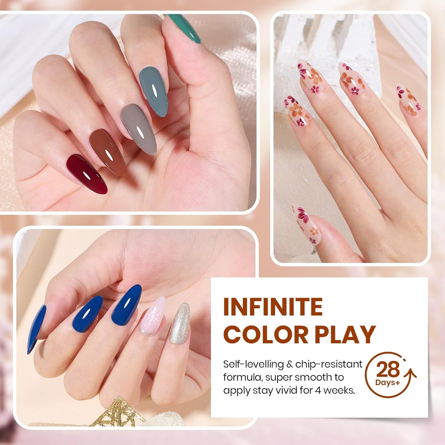 Beetles Fall Gel Nail Polish Set – Winter Sonata Gel Polish, 20 Colors Brown Burgundy Red Green Glitter Soak Off UV LED Gel Polish Kit with Base Coat Glossy Matte Top Coat Manicure Gift for Women