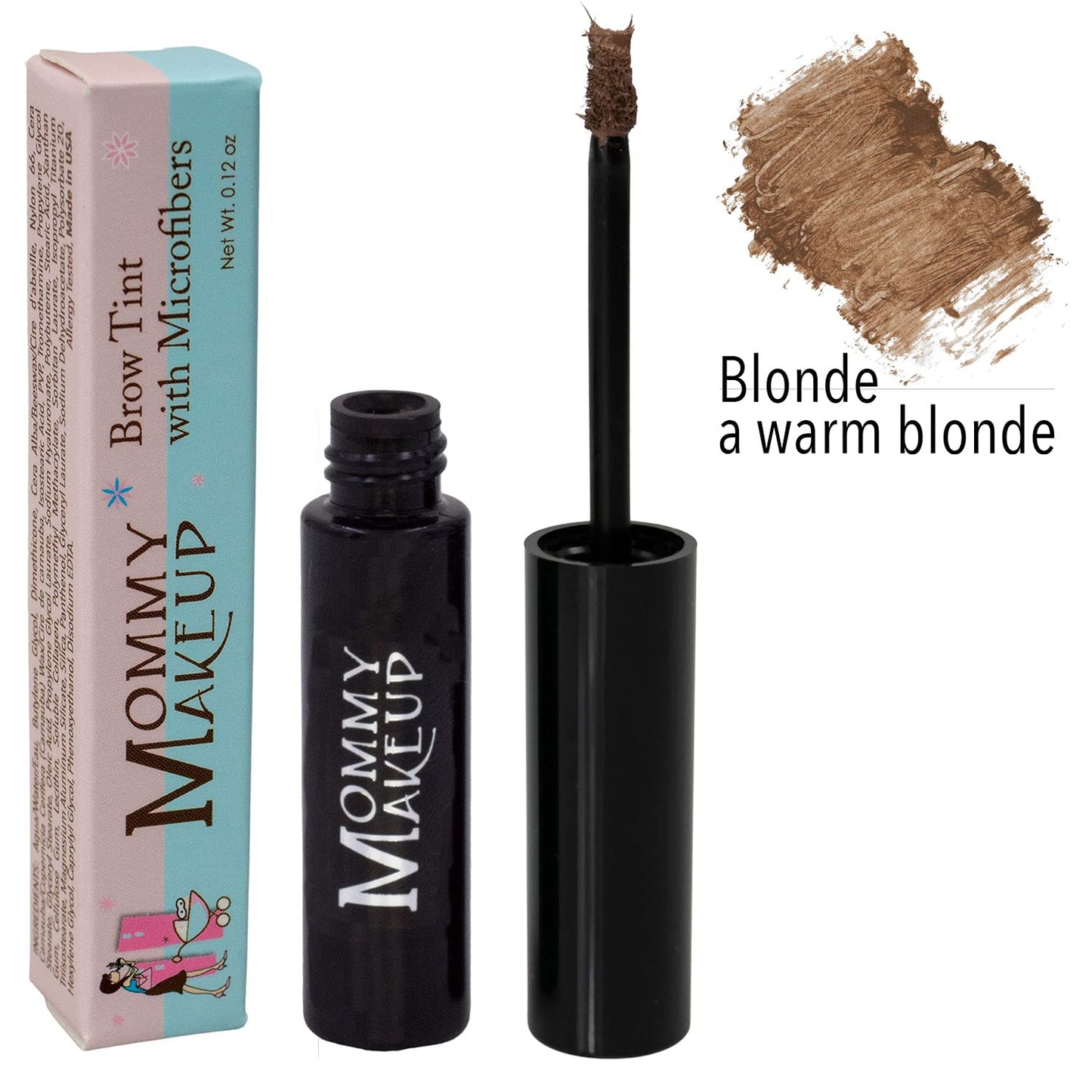 Brow Tint with Microfibers - 4-in-1 Tinted Eyebrow Gel to Groom, Hold, Sculpt & Color Your Brows, Covers Gray Hair - Water Resistant, Clump-Free, Long Lasting (Blonde) by Mommy Makeup