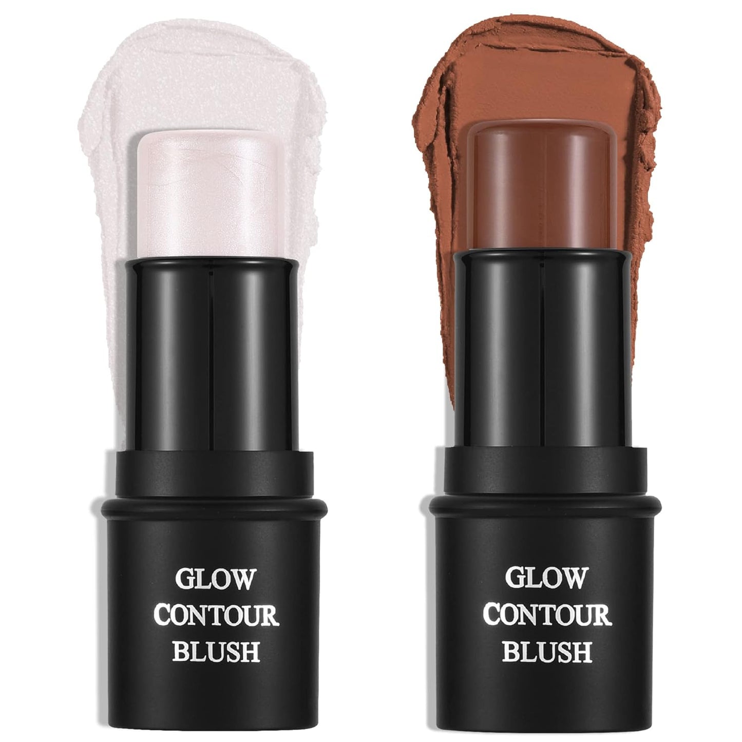 Contour Stick Highlighter Stick Makeup for Face Bronzer Stick Pen Shimmer Makeup Cream Contour Makeup Kit Light Face Cosmetics Stick Creamy Self Sharpening Crayon (2 Pack)