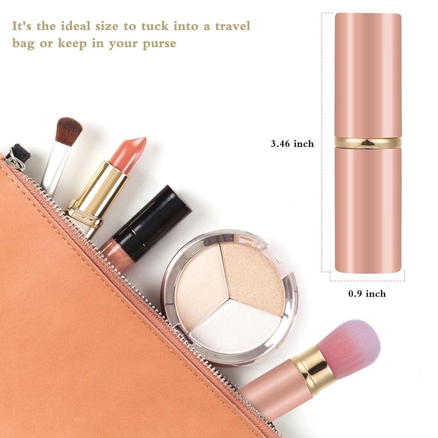 Falliny Retractable Kabuki Makeup Brush, Travel Face Blush Brush, Portable Powder Foundation Sunscreen Brush with Cover for Blush, Bronzer, Buffing, Flawless Powder Cosmetics