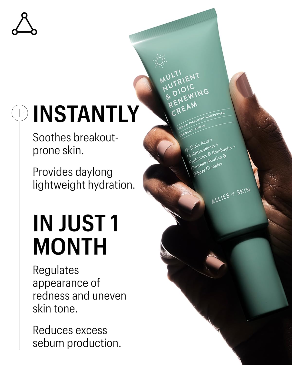 Allies of Skin Multi Nutrient & Dioic Renewing Cream: Moisturizer with Dioic Acid, 14 Antioxidants, Probiotics & Centella Asiatica. Targets Imperfections, Brightens & Protects Skin 1.7 oz / 50 ml