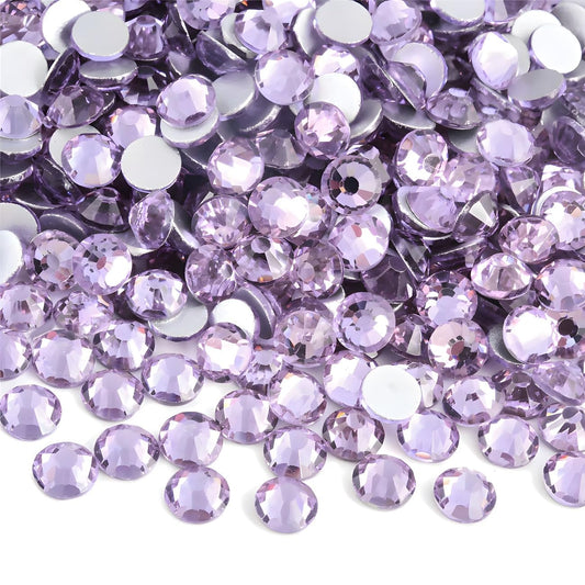 Flatback Rhinestones Round Gems for Nails Art and Crafts 4000Pcs SS6 2mm Glitter Crystals Stone DIY Bags Clothes Shoes (Light Purple)