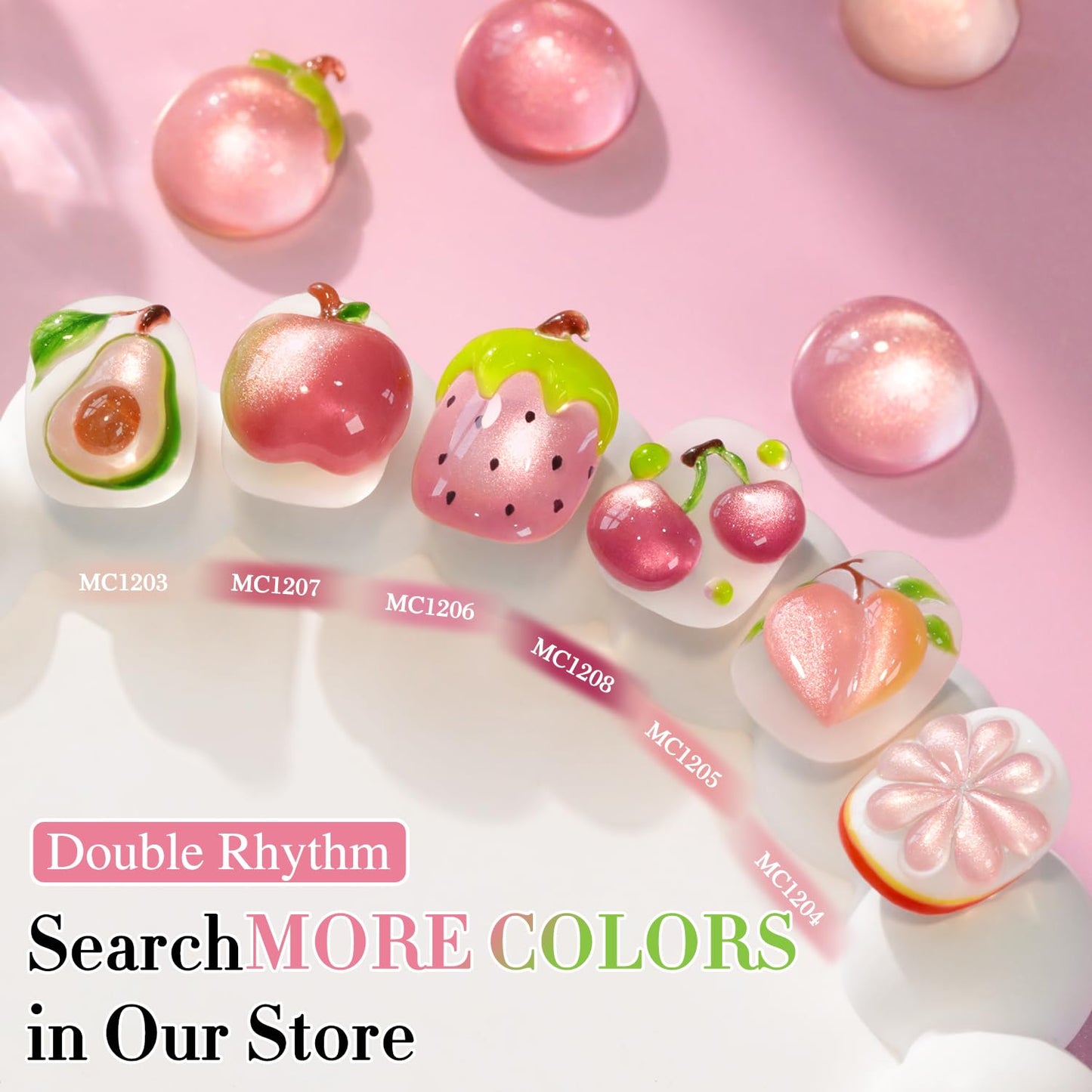 Double Rhythm 0.5 OZ Cat Eye Gel Polish with Magnet 15ML Holographic Glitter Shimmer Translucent Jelly Color Magnetic Nail Polish Salon DIY at Home (Fruit Purple Pink-MC1206)