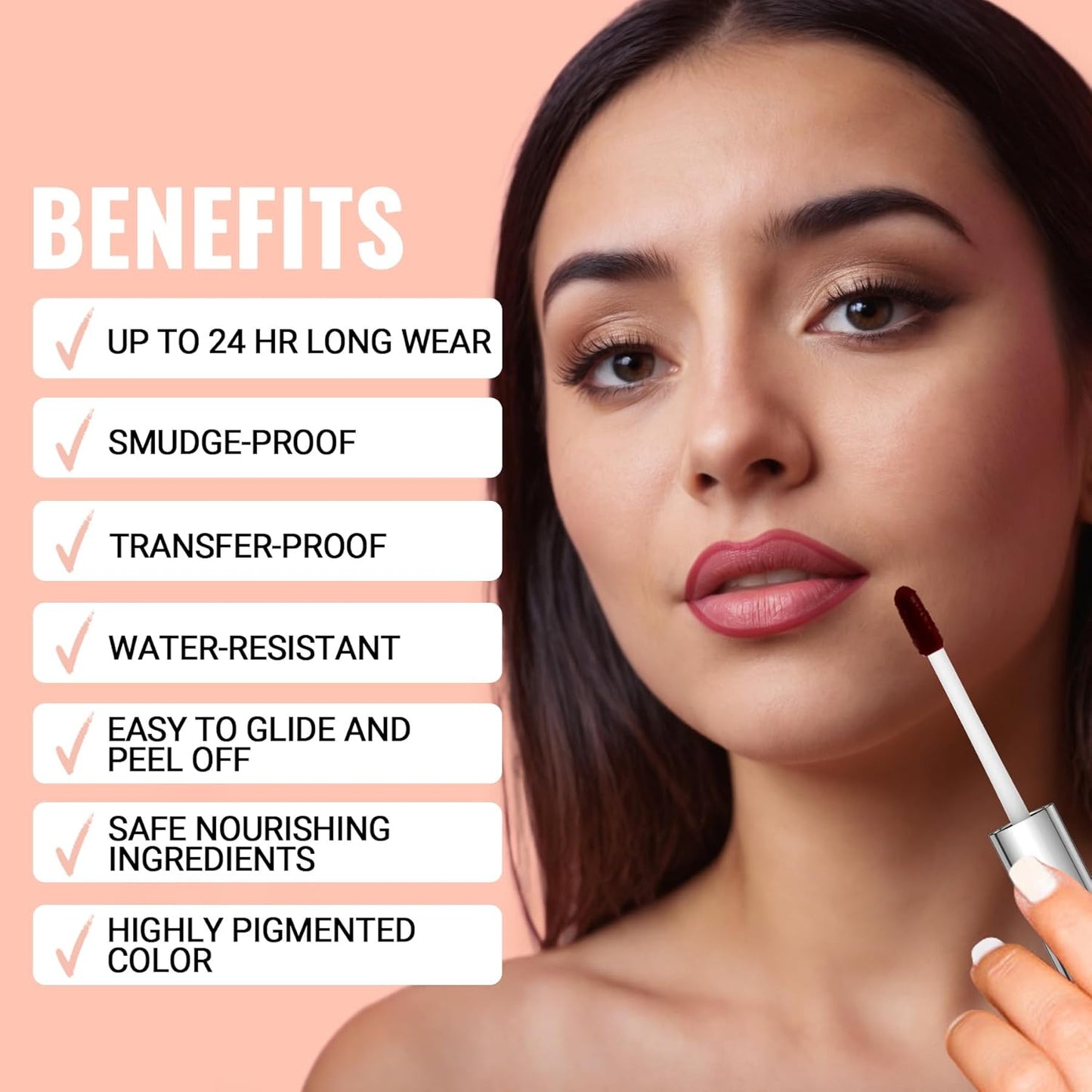 iMethod Lip Stain - Lip Liner Stain, Peel Off Lip Stain with Tweezer, Natural Long Lasting Lip Stain Peel Off, Waterproof, Easy to Use, Stay On All Day, Nude Pink