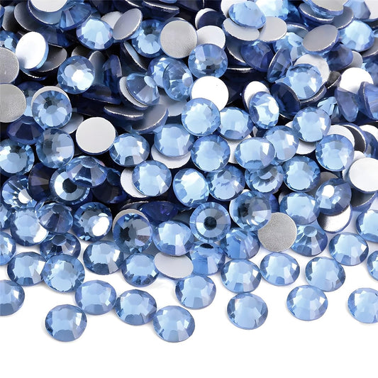 Flatback Rhinestones Round Gems for Nails Art and Crafts 2000Pcs SS16 4mm Glitter Crystals Stone DIY Bags Clothes Shoes (Light Blue)