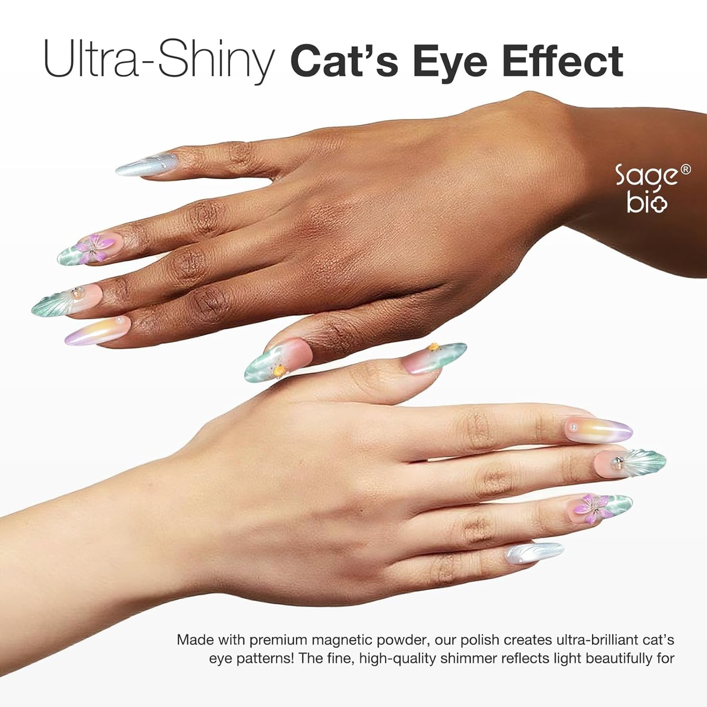 15ml Cat Eye Gel Nail Polish with Magnet Shimmer Glass Bead Effect 07