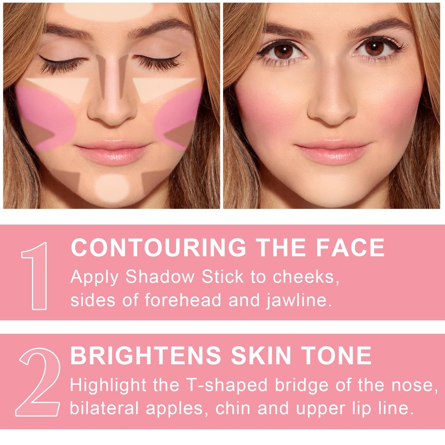 6 Colors Cream Contour Stick Makeup Kit, Shades with Highlighter, Blush and Double-End Bronzer Contour Stick for Sculpt the Cheeks, Long Lasting, Waterproof, Matte & Dewy Finish(SET A)