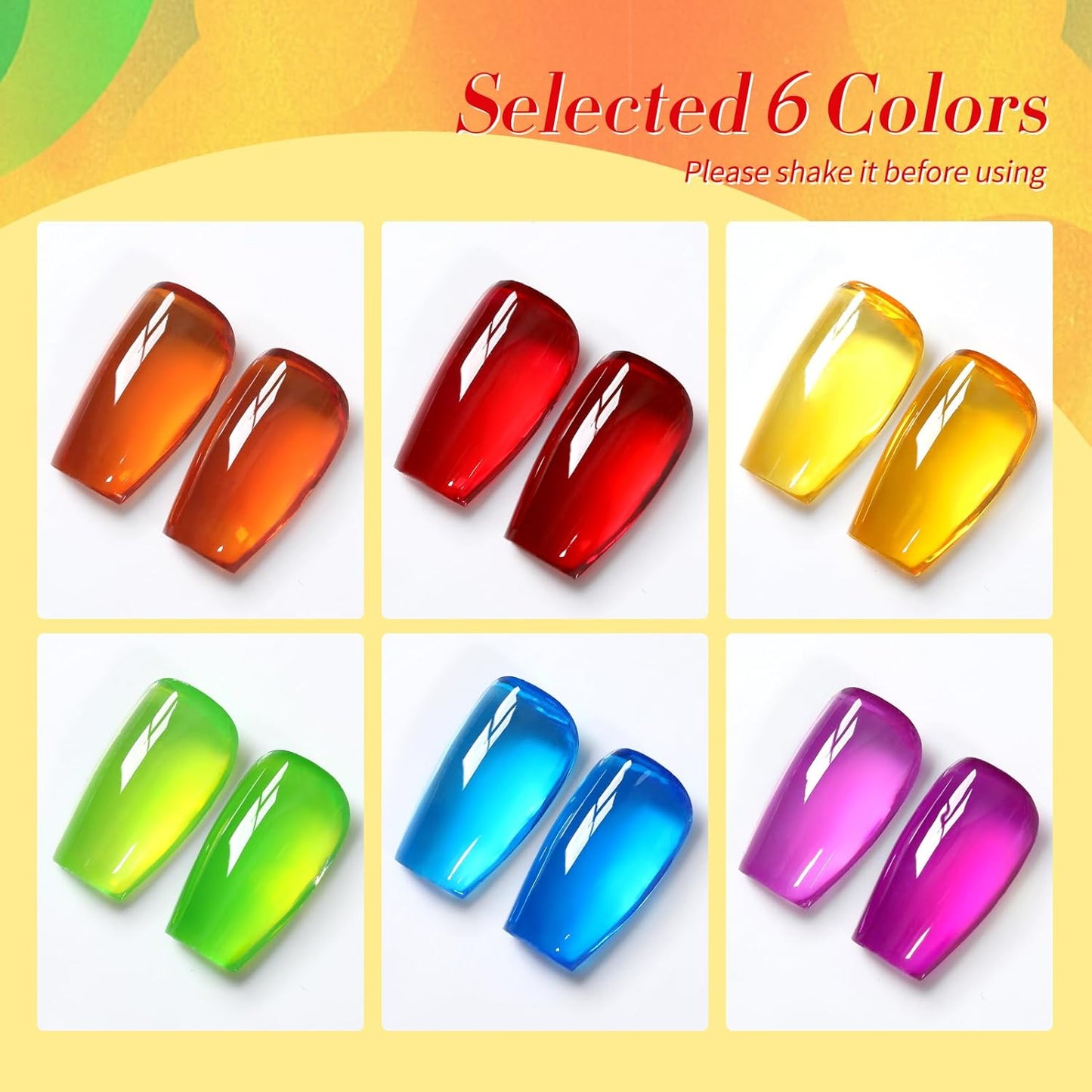 Born Pretty Neon Jelly Gel Polish Halloween Gel Nail Polish,Blood Wine Red Burgundy Brown Blue Purple Green Translucent,Soak Off U v LED Light Cure Nail Art Kit for Salon Manicure and DIY at Home