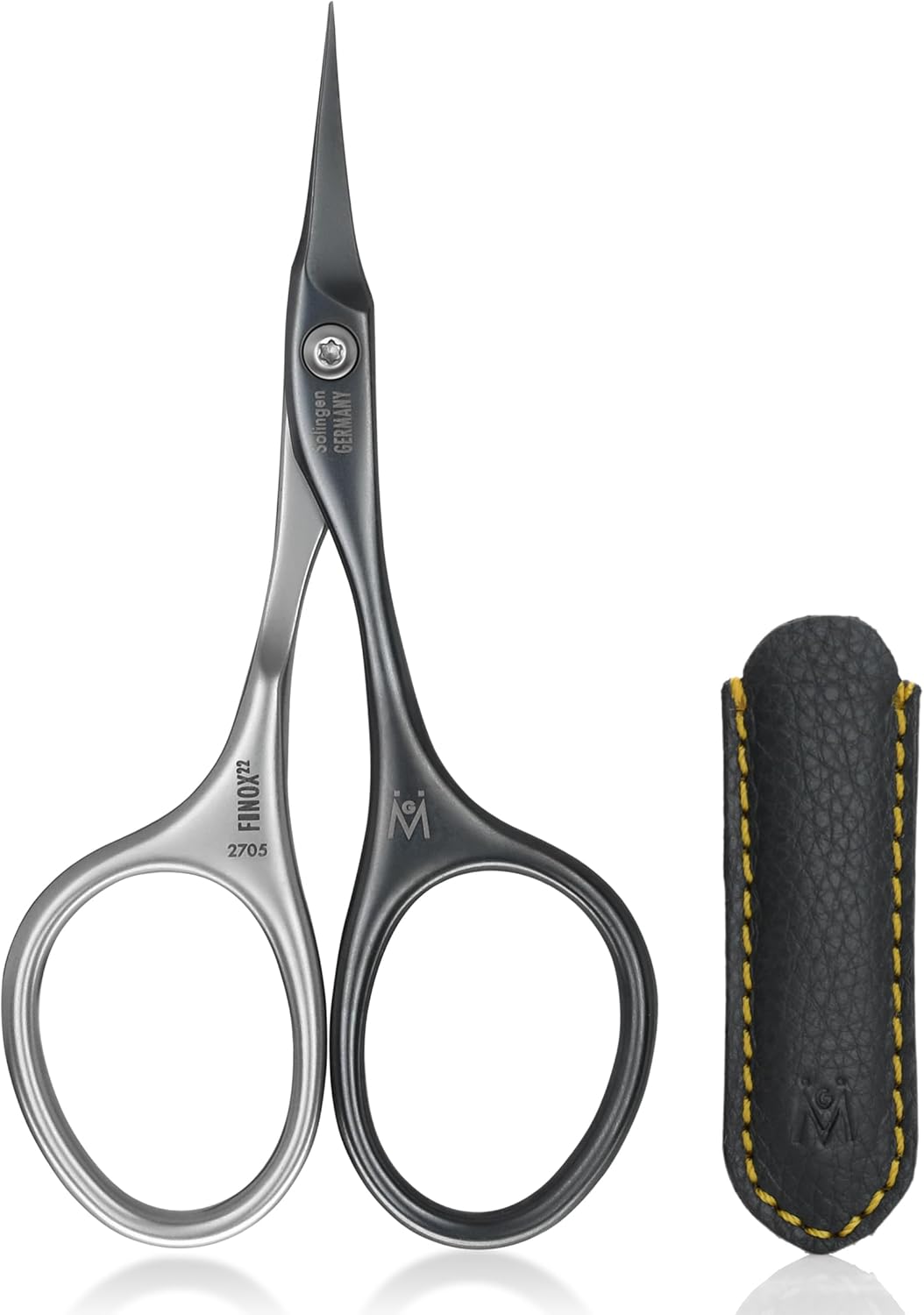 GERMANIKURE Tower Point Cuticle Scissors Grooming Scissors FINOX Stainless Steel Professional Nail Scissors in Leather Case -Ethically Made in Solingen Germany - 4705