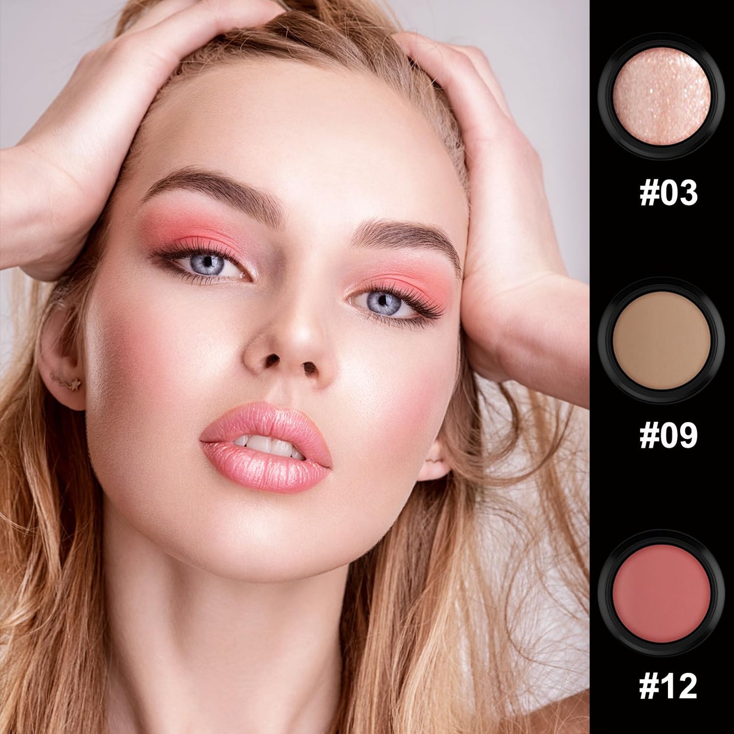 PHOERA Foundation,3 PCS Contour Stick Makeup Kit, Shades with Highlighter Stick, Blush Stick and Bronzer Contour Stick for Sculpt the Cheeks (102+Fair-Light Contour/Nude+#03,#09,#12)