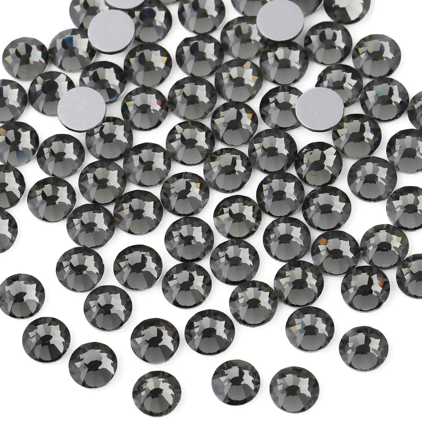 Beadsland 1440pcs Flat Back Crystal Rhinestones Round Gems for Nail Art and Craft Glue Fix,Black Diamond,SS20,4.6-4.8mm