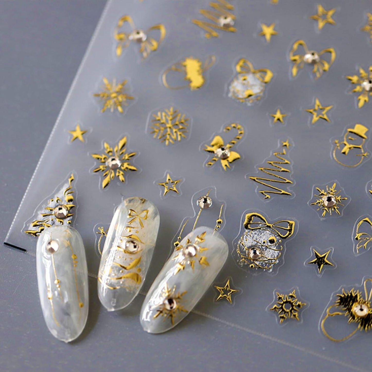 Christmas Nail Stickers for Nail Art Glitter Gold Christmas Tree Snowflower Nail Art Stickers Winter Xmas 5D Embossed Nail Decals 3D Self-Adhesive Nails Supply Manicure Sliders for Nails Decoration