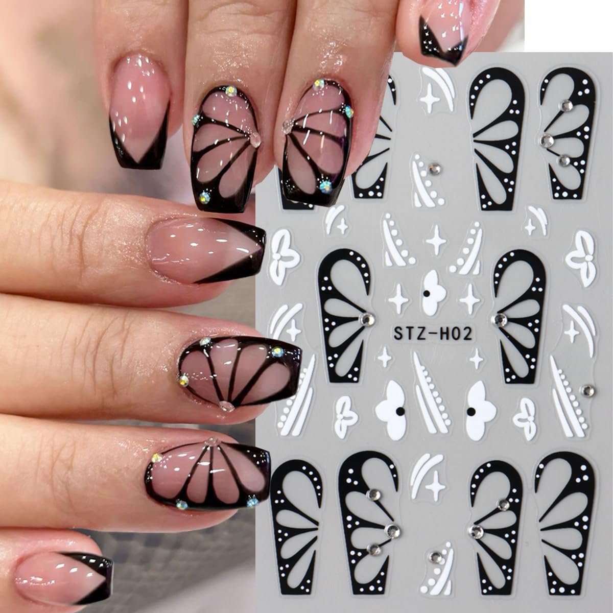 Halloween Nail Stickers Black Nail Decals Spider Web Nail Art Stickers Spider Flower Butterfly with Design Scared Nail Sticker for Nail Art Decor Holiday Manicure Supplies for Women 3Sheets