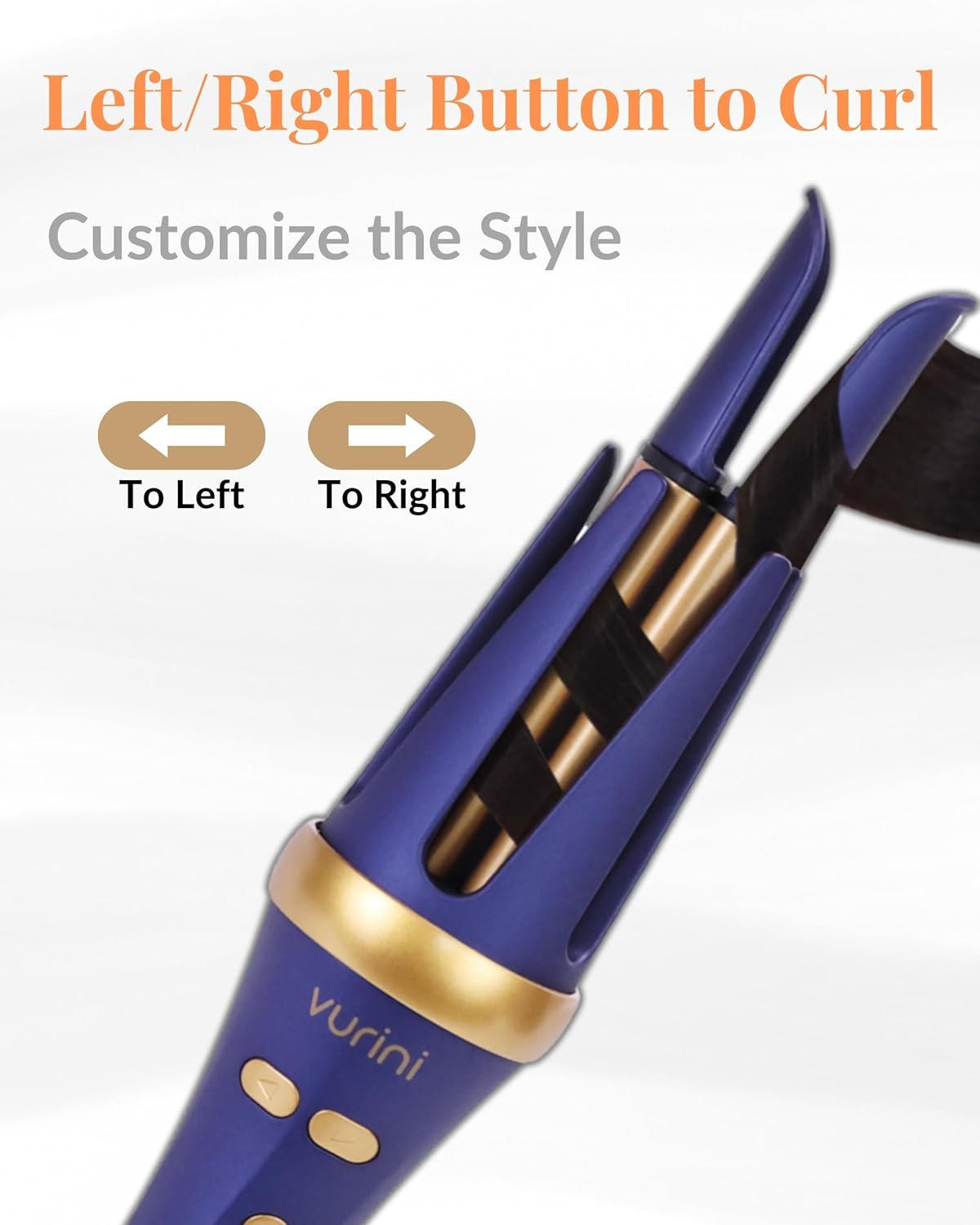 Automatic Curling Iron - 1.25" Rotating Curling Wand with 7 Temp. & 5 Timers Setting for Different Hair Types, Safe Auto Shut-Off, Easy to Use Hair Curler for Long Lasting Waves (Blue)