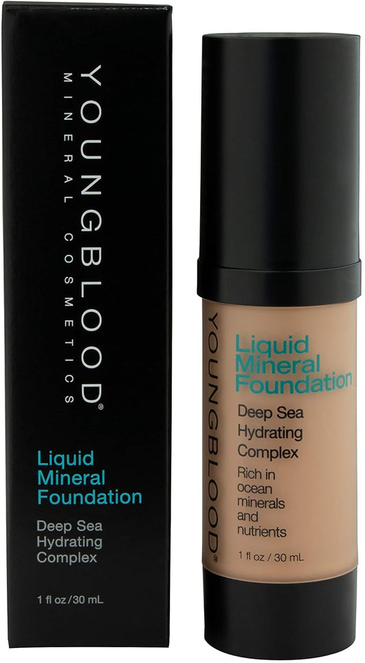 Youngblood Mineral Cosmetics Liquid Mineral Foundation, Golden Sun (Old Version) | Full Coverage Mineral Lightweight Makeup | Vegan, Cruelty Free, Paraben Free