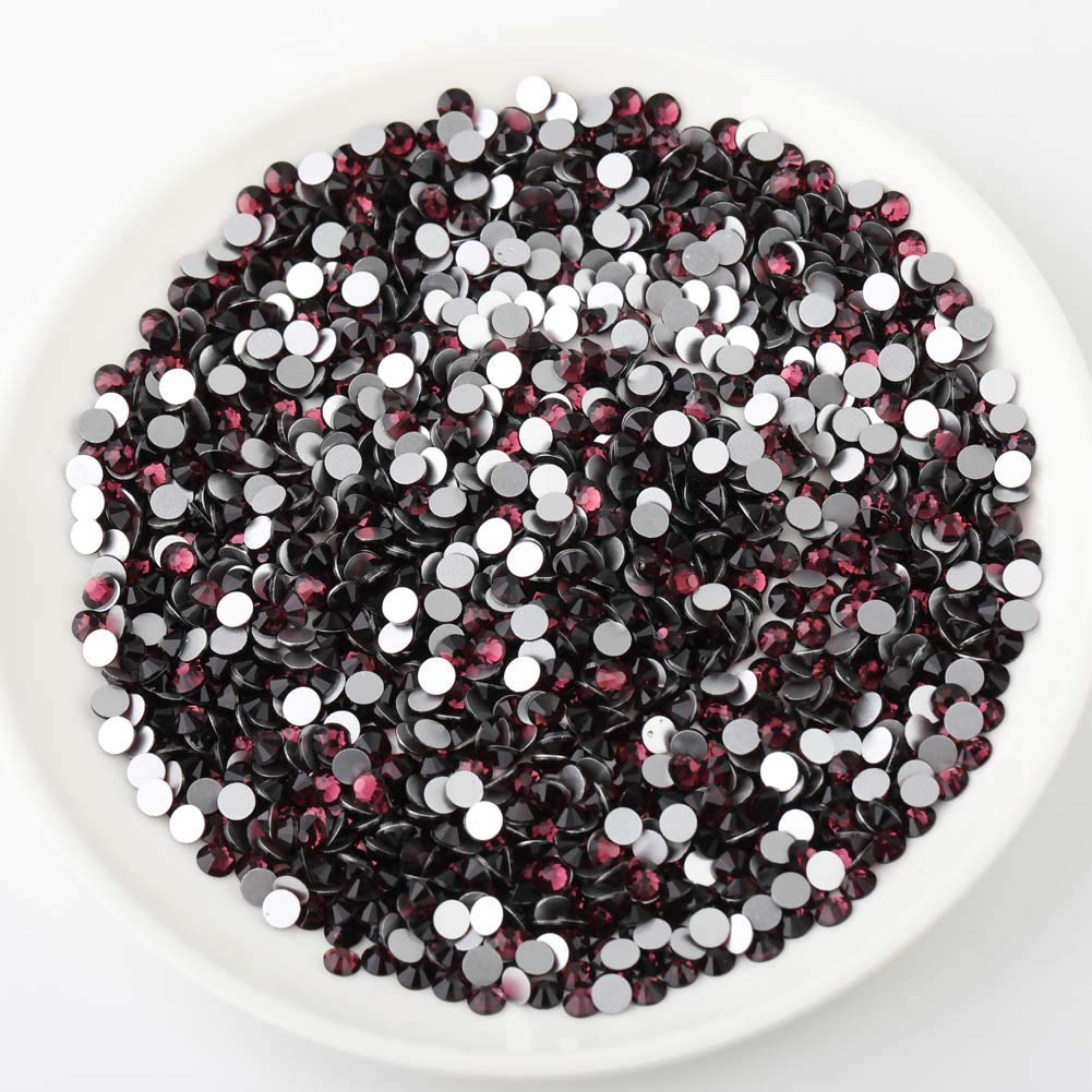 Beadsland 288pcs Flat Back Crystal Rhinestones Round Gems for Nail Art and Craft Glue Fix, Amethyst, SS34,7.1-7.3mm