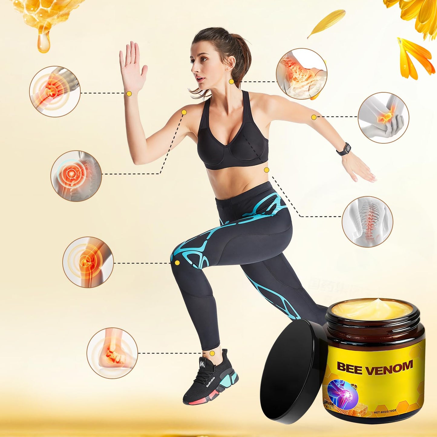 Bee Venom Cream,Advanced Joint Cream,New Bee Venom Professional Cream for Back, Knee, Hands, Neck, Feet(2PCS)