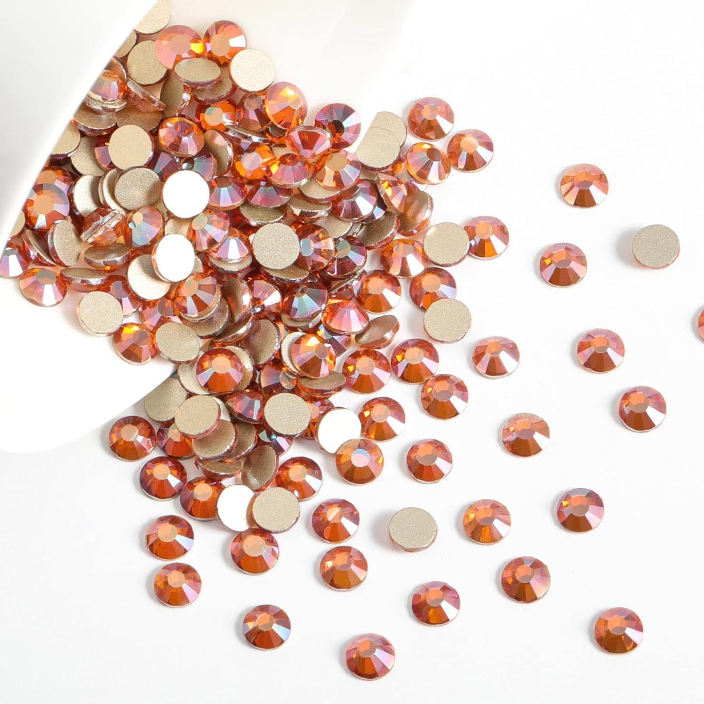 Beadsland 1440 Pieces Flat Back Crystal Rhinestones Round Gems,Amber,SS3,1.2-1.4mm