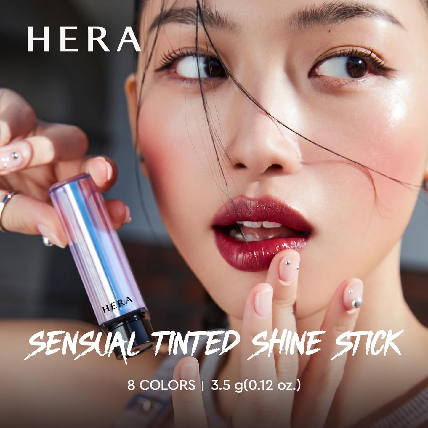 HERA Sensual Tinted Shine Stick 3.5g #99 BLACK CHERRY | 12HR Long-lasting Lipstick, Sheer & Buildable Lip Tint Stain, Hydrating Formula with Vitamin E, Smooth Finish and Luxurious Korean Makeup