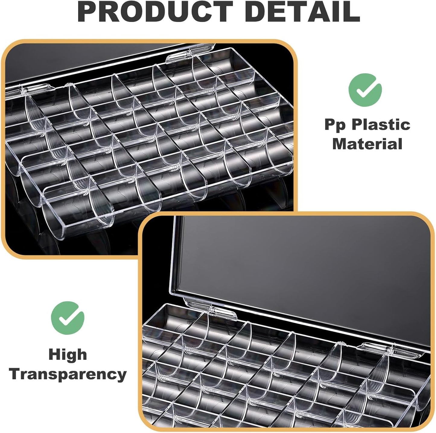 24 Grids Plastic Bead Organizer Box, Acrylic Jewelry Box Organizer Container Nail Rhinestone Display Case for Craft Beads Jewelry Small Parts Sewing Items (Clear)