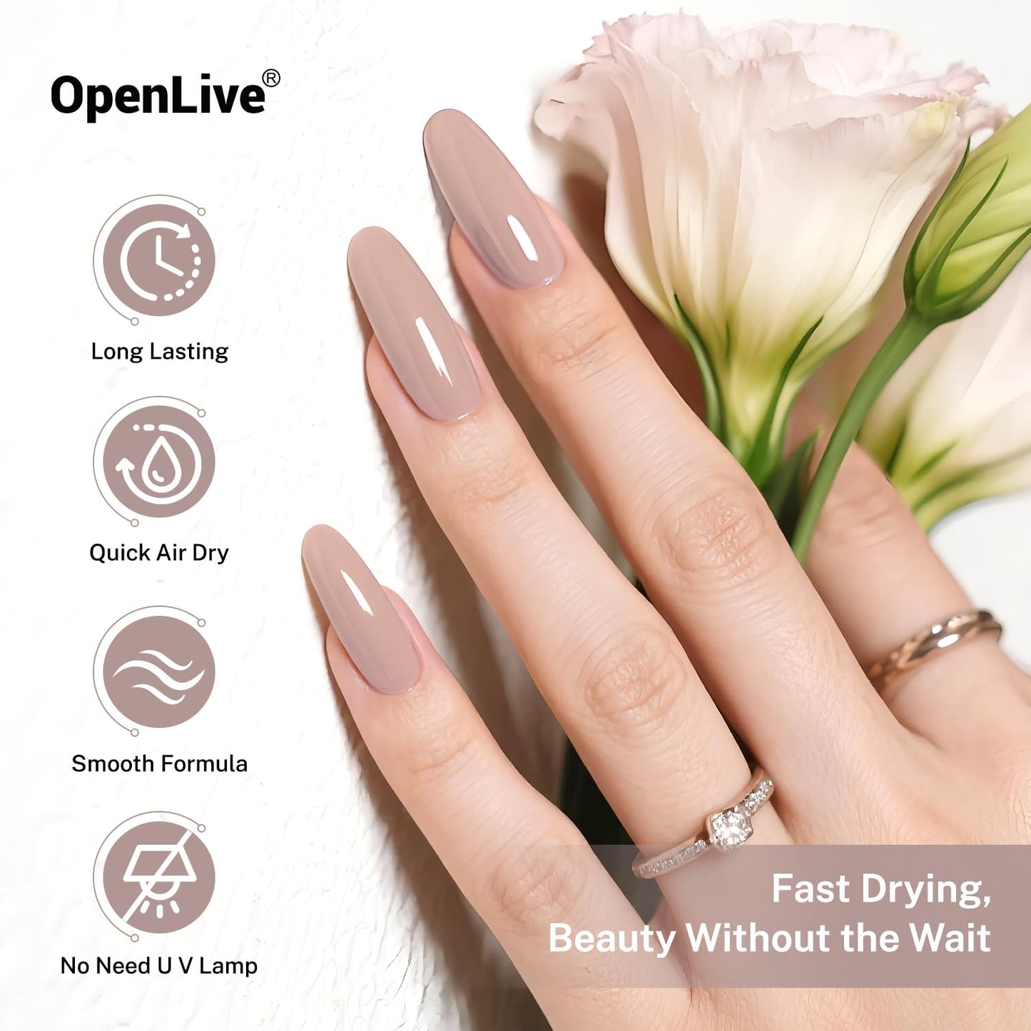 16.5ml Light Brown Nail Polish Large Volume Quick Dry Nail Polish, Long Lasting Shine, Fingernail Toenail Nail Art DIY Home Travel Nail Art Gift