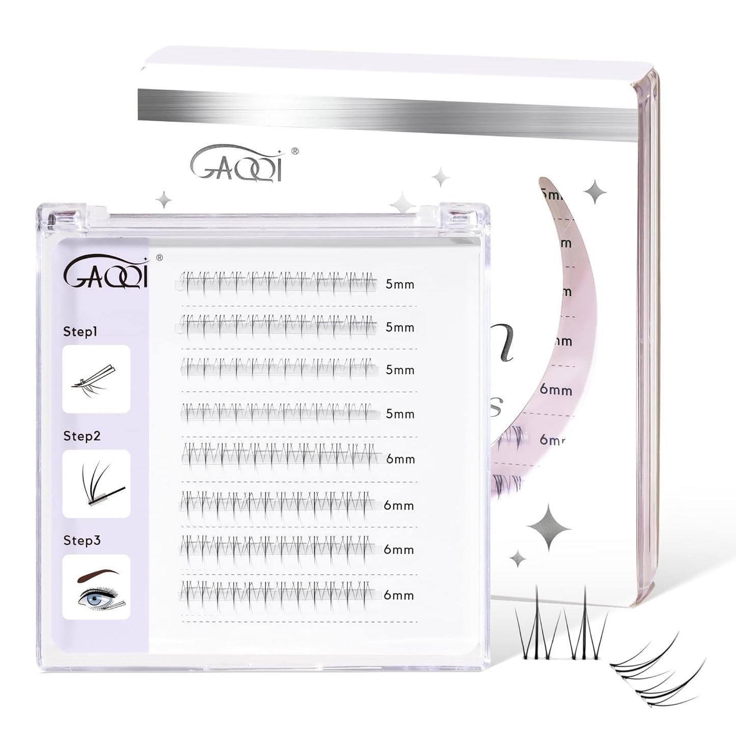 GAQQI Bottom Lash Clusters Natural Bottom Lashes Clear Band, DIY Lash Extensions Lower Lashes, Soft & Comfortable Thin Band Bottom Eyelashes Wispy Daily Style 5mm+6mm 48pcs(B10)