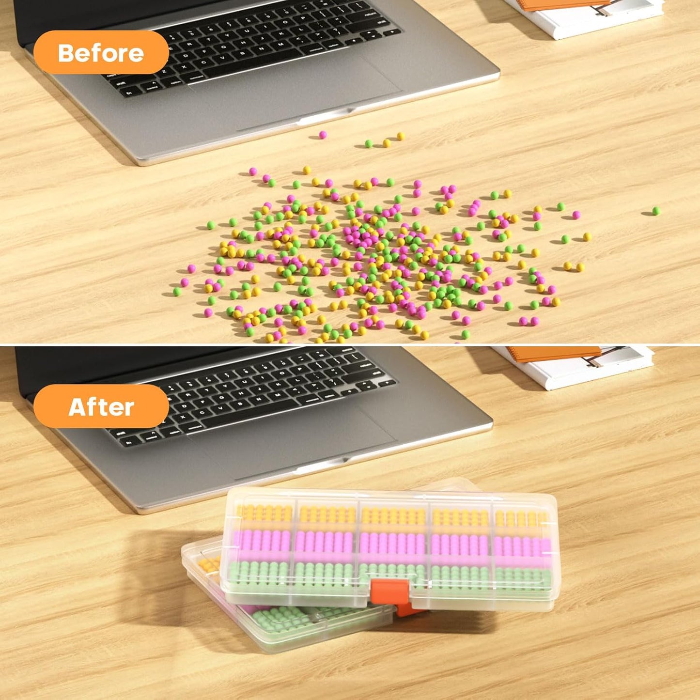 4PACK Extra Thick Bead Organizers, Mini Clear Plastic Storage Box Craft Containers for Nail jewelry rhinestones DIY Supply Case