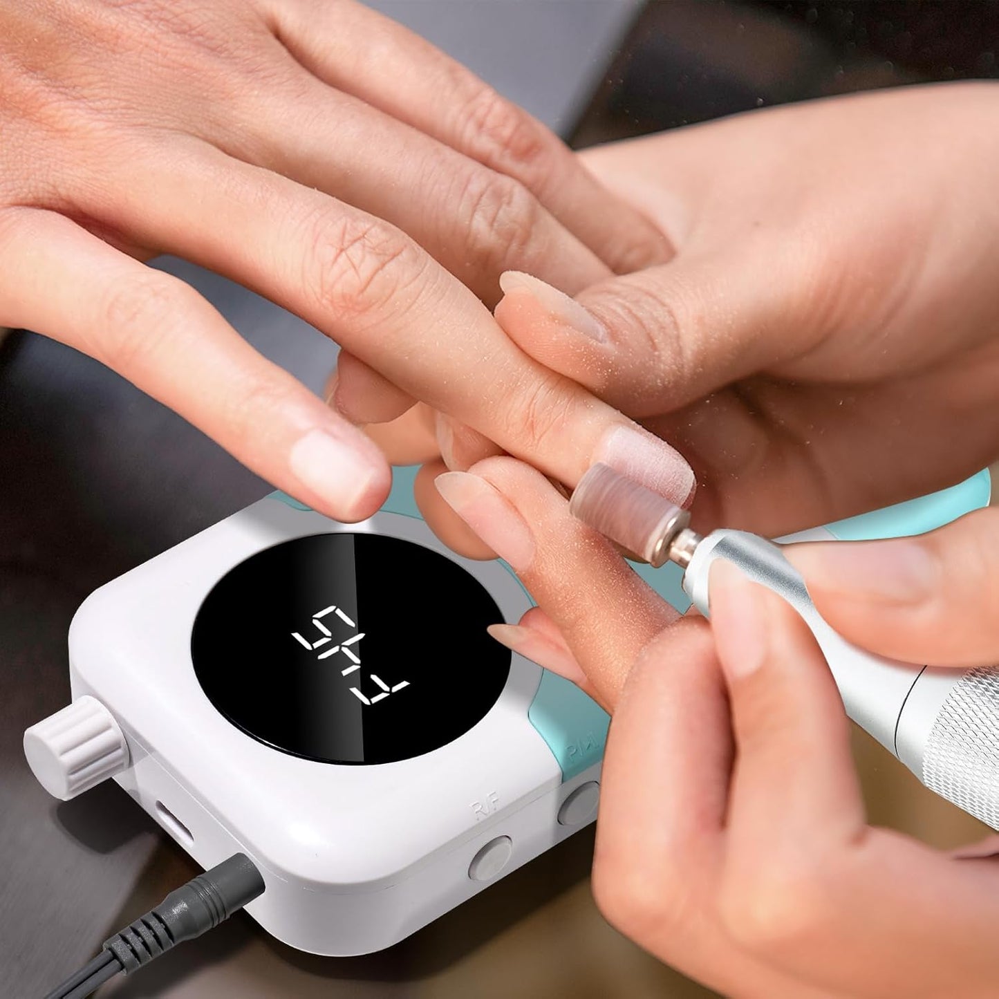 Electric Nail Drill Professional Kit - 45000RPM Electric Nail File Efile Portable Nail Drill Cordless with Bits & Base,E File Machine Nail Grinder for Women (Blue)