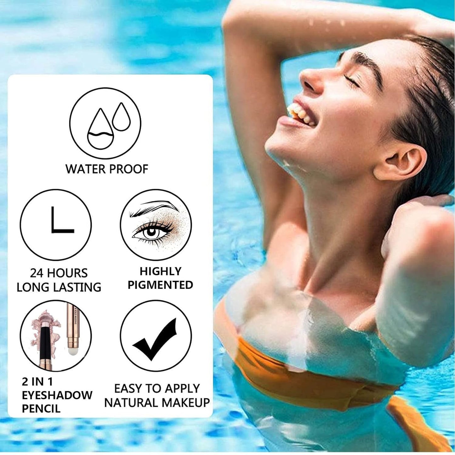 midnight Blue Black Eyeshadow StickCream Shimmer Smooth Glitter Eyeshadow Pencil, Hypoallergenic Waterproof Long Lasting, Blue Primer Single Liquid Matte Create Eyes Look 12#