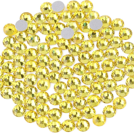 beadsland Flat Back Crystal Rhinestones Round Gems, Lemon Yellow (4.6-4.8mm) SS20/1440pcs