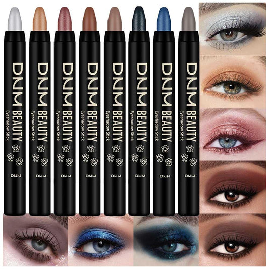 evpct 8Pcs Cream Eye Shadow Brightener Sticks Set for Eyes, Silver Sand Gold Orchid Rose Mocha Deep Mauve Midnight Royal Blue Stone Shimmer Matte Pencil Eye shadow Crayon Stick Palette Makeup Set07