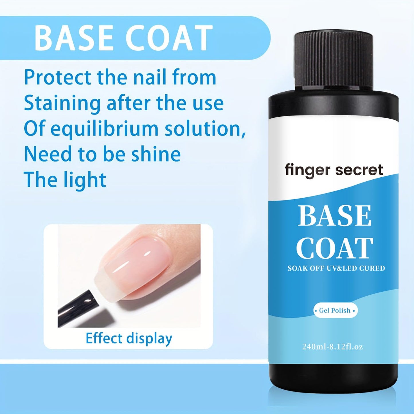 Base Coat, 240ml/8fl.oz, Gel Polish Nail Polish for Nail Art Manicure DIY