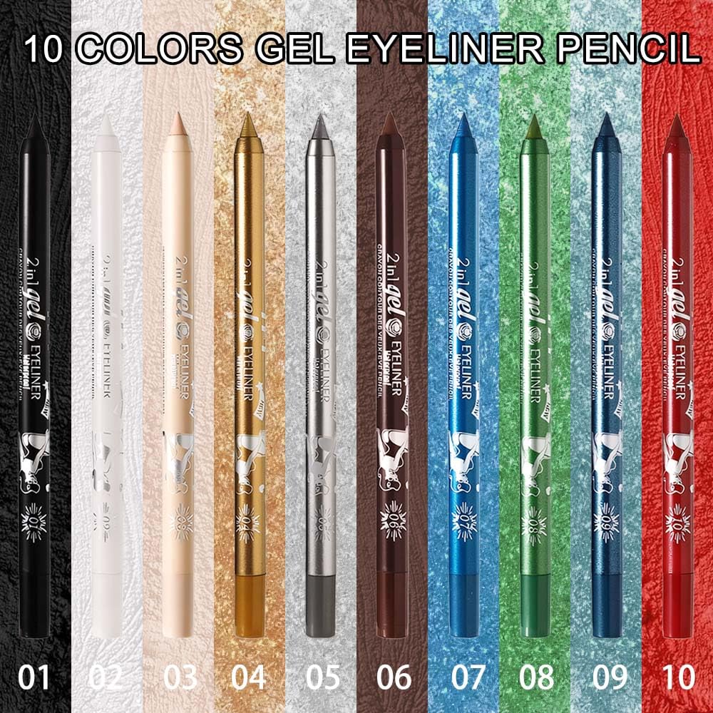 evpct 1Pcs Sky Royal Cobalt Blue Color Gel Glitter Eyeliner Pencils Set for Women Waterline Waterproof Smudge Proof lapiz de ojos delineador de ojos contra el agua Eye Liner Makeup,07# Blue