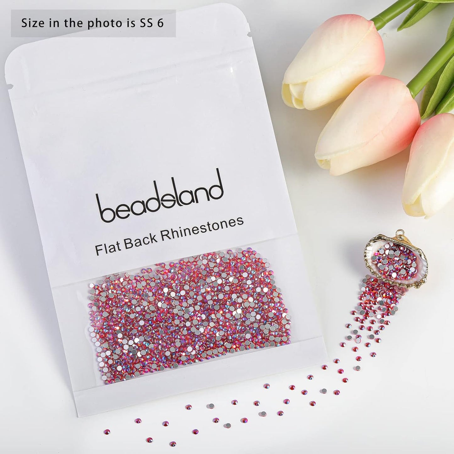 Beadsland 1440 Pieces Flat Back Crystal Rhinestones Round Gems,Hyacinth AB,SS6,1.9-2.1mm