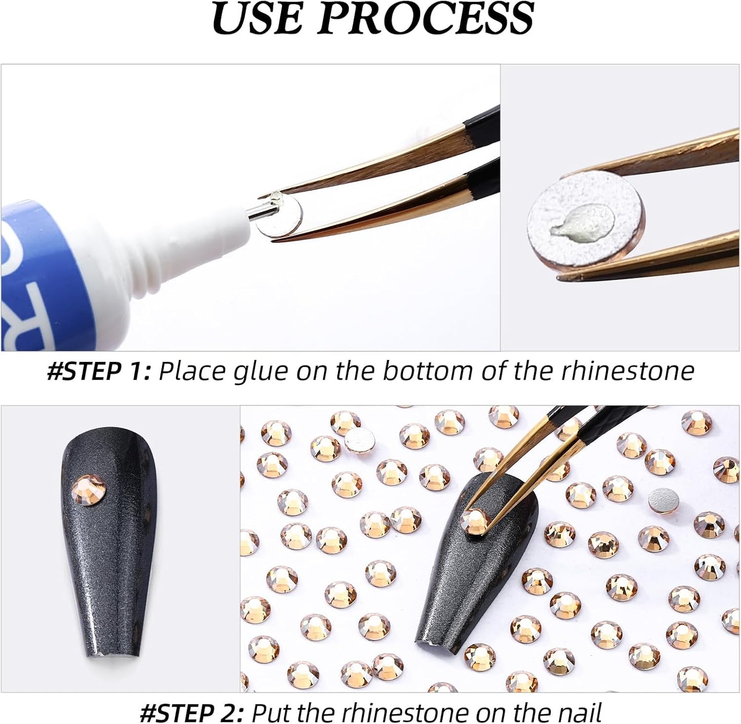 Gold Shadow Flatback Rhinestones, Glass Rhinestones for Nail Art and Craft, Glue Fix, Loose Crystal Gemstones(Gold Shadow, SS20, 1440pcs, 4.6-4.8mm)