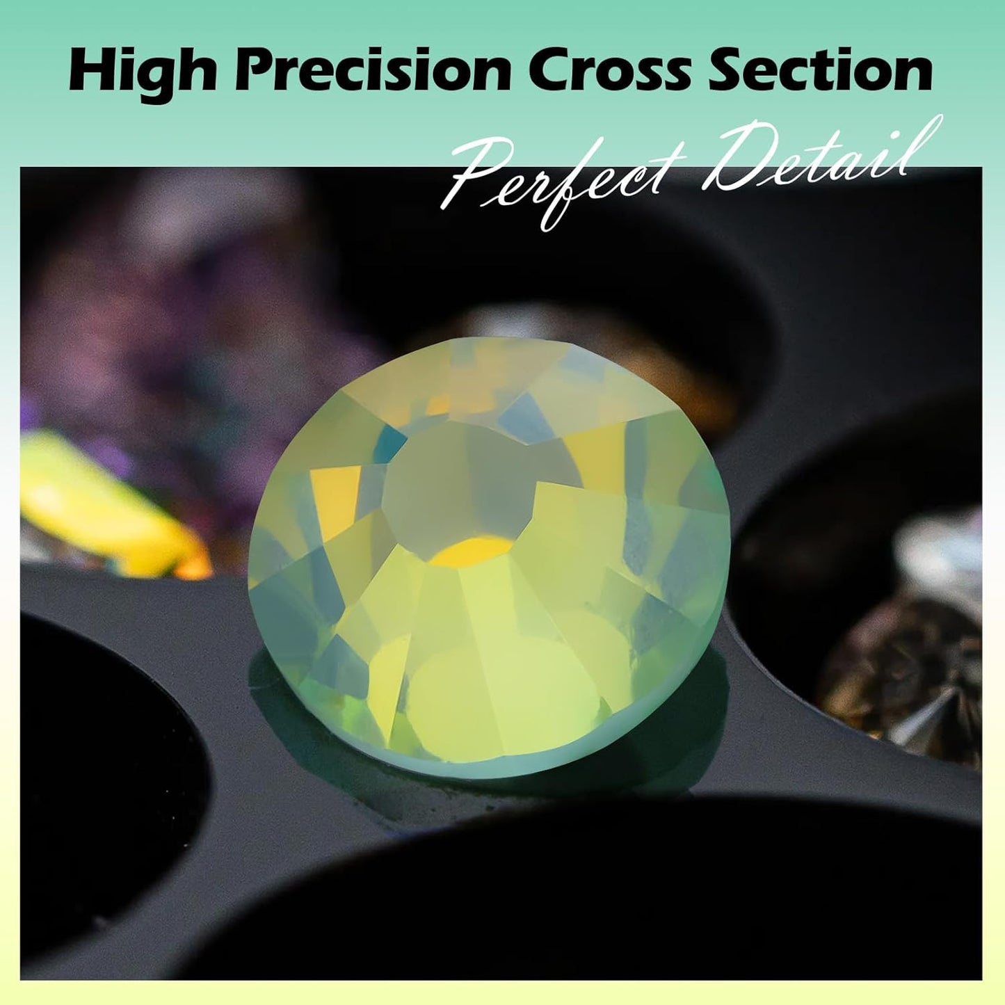 F Green Flatback Rhinestones, Glass Rhinestones for Nail Art and Craft, Glue Fix, Loose Crystal Gemstones(F Green, SS8, 1440pcs, 2.3-2.5mm)