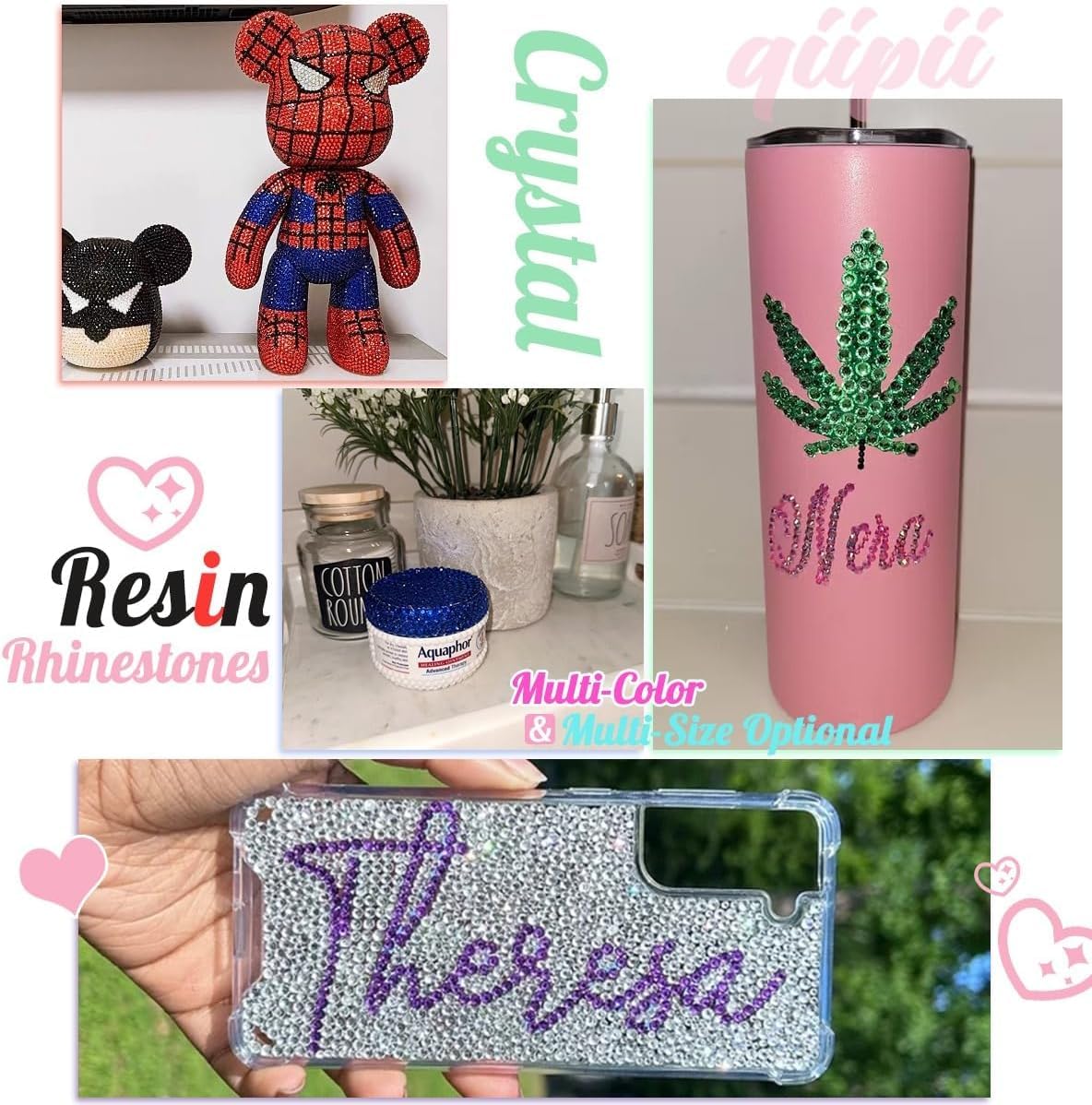 16000PCS AB Crystal Resin Rhinestones for Crafting White AB Flatback Stones 3mm 4mm 5mm Non-Hotfix Diamonds Crystals Gems Charms for Nails Face Eyes Makeup Body Tumblers Bottles Crafts Clothes Shoes